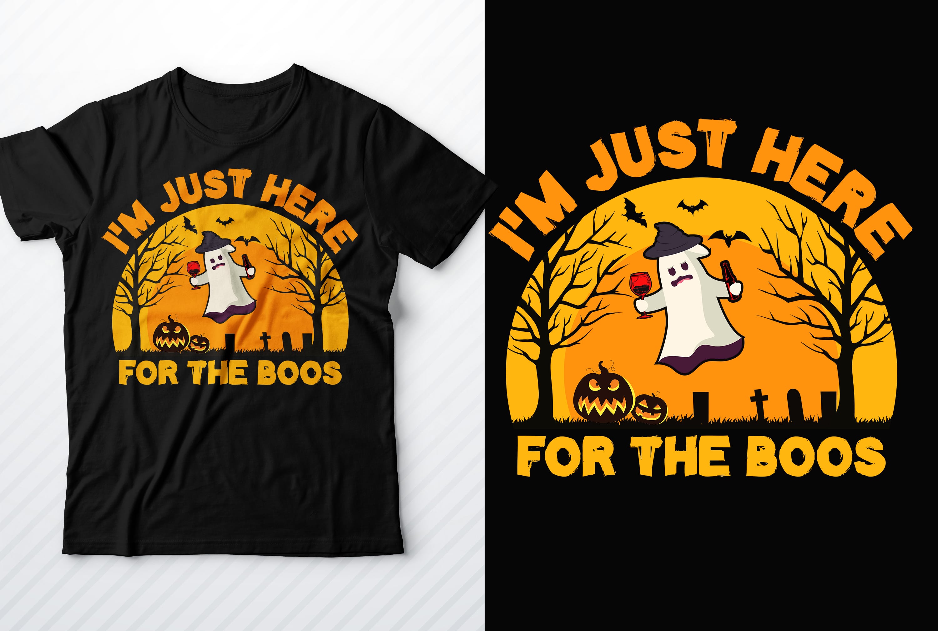 20 Halloween T-shirt Design Bundle, i'm just here for the boos design.