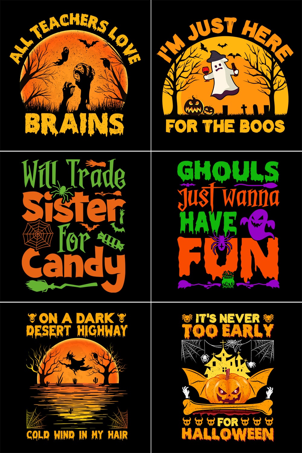 20 Halloween T-shirt Design Bundle pinterest image.