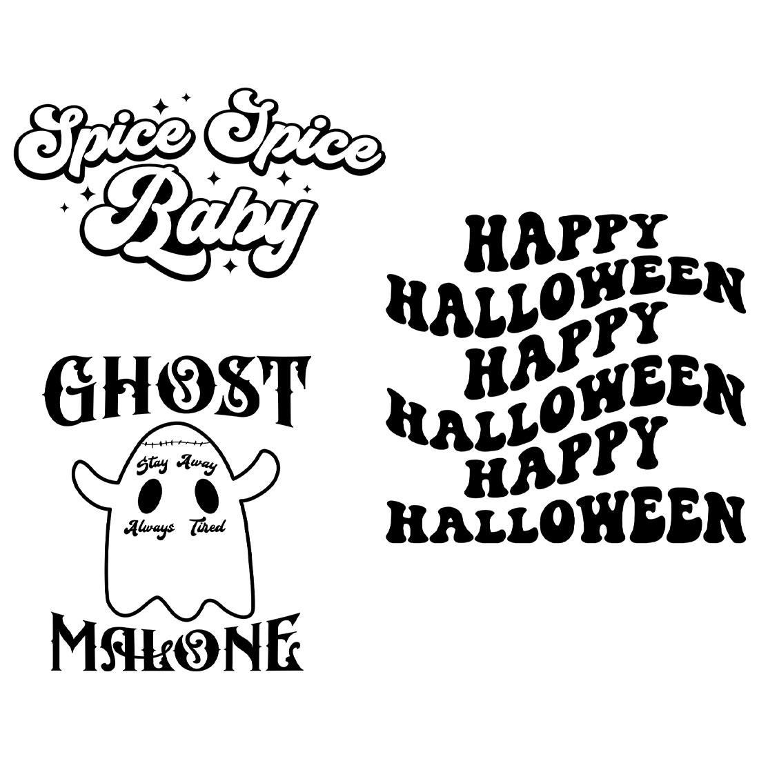 Halloween SVG bundle previews.