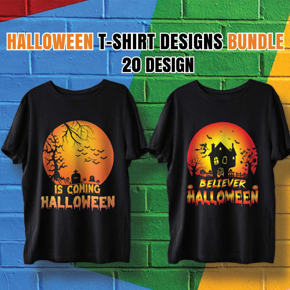 Halloween T-shirt Bundle 20 Design facebook image.