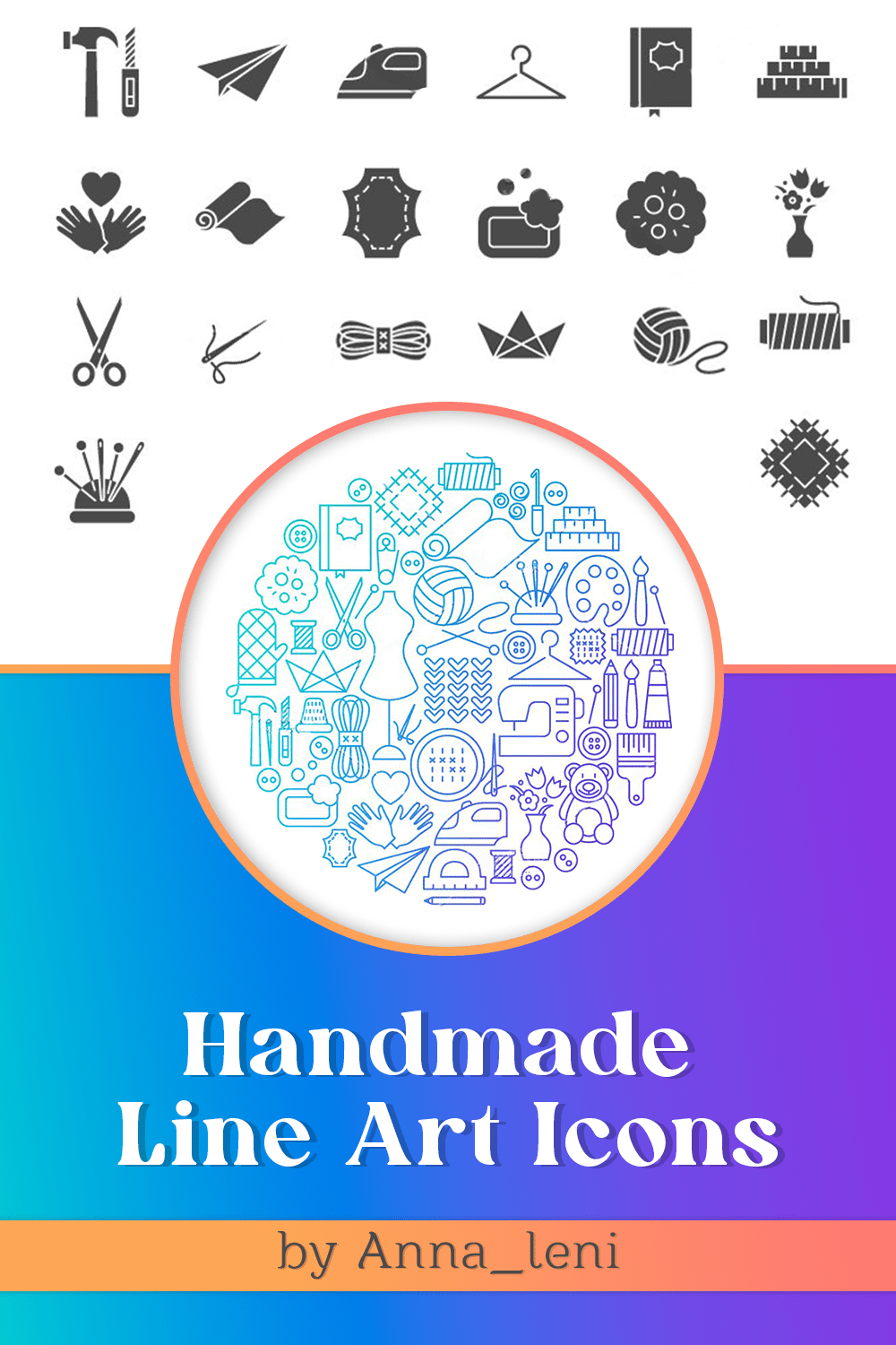 handmade line art icons pinterest