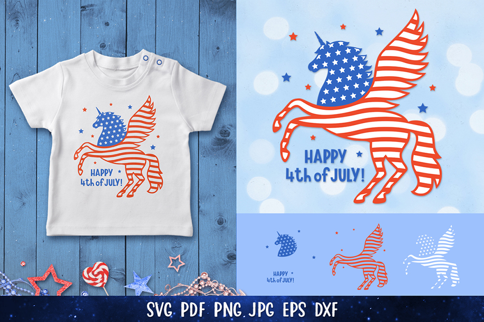 4th of July Patriotic Unicorn Bundle SVG unicorn.