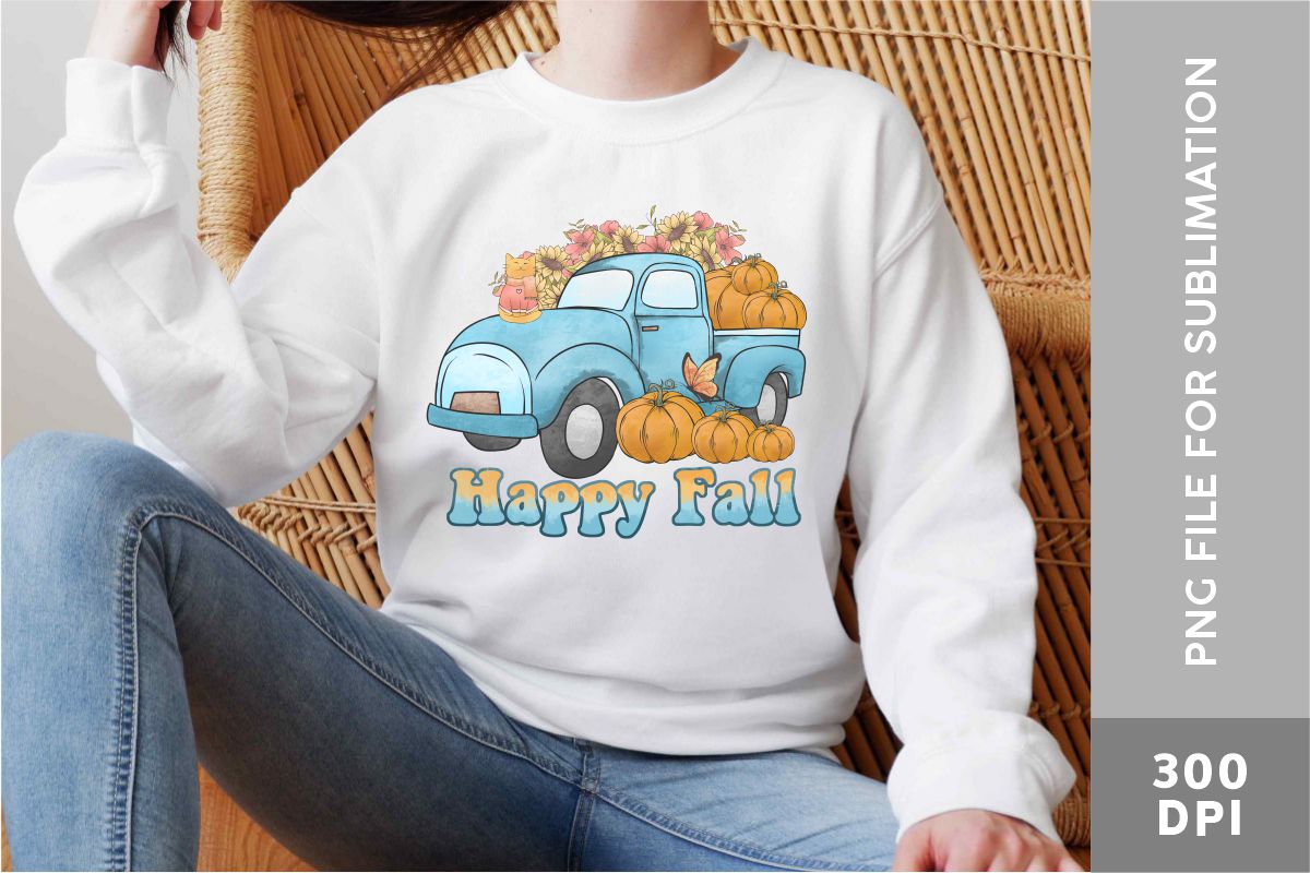 Fall Truck PNG Sublimation Bundle, happy fall.