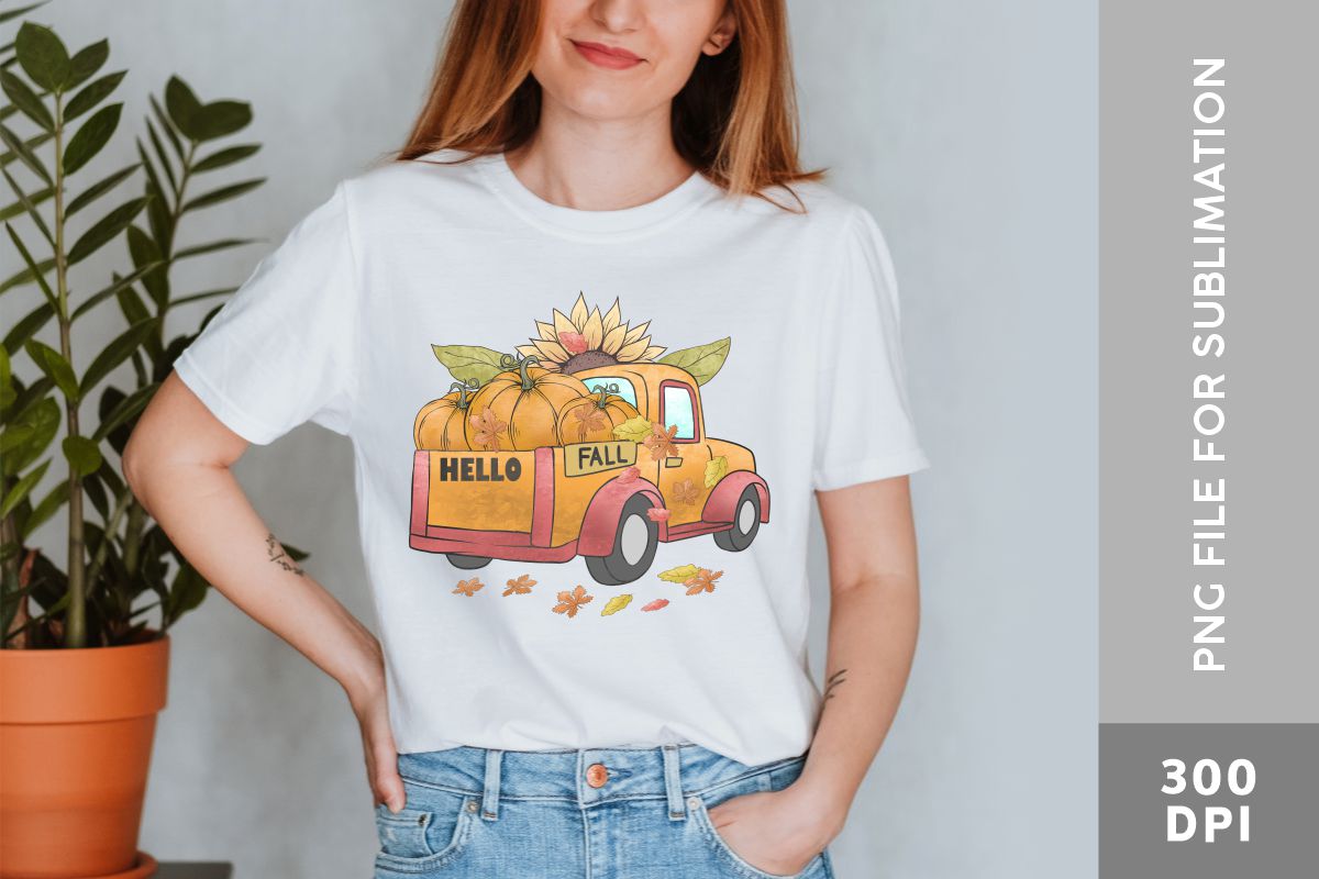Fall Truck PNG Sublimation Bundle, hello fall.