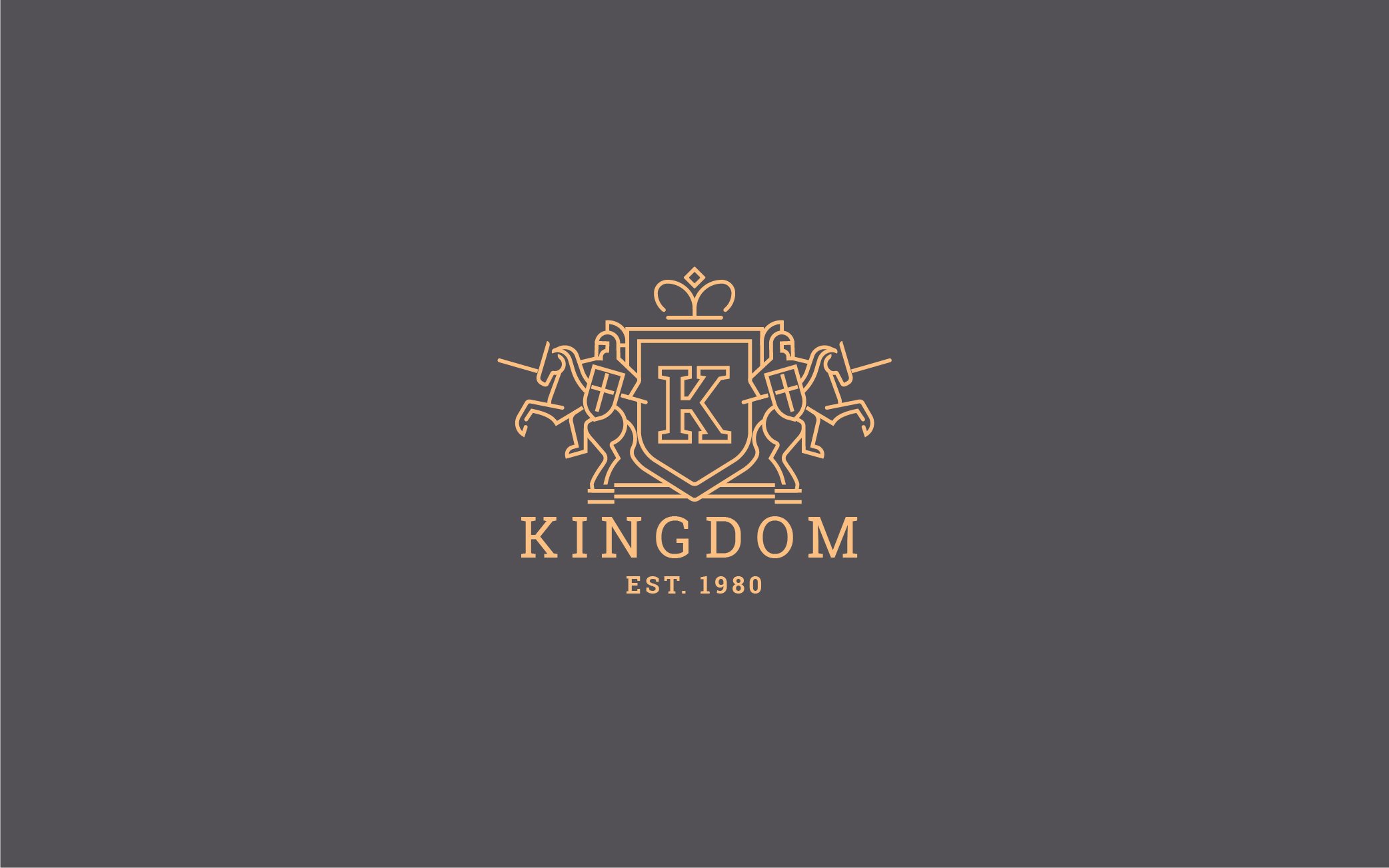 Light brown background with this royal logo.