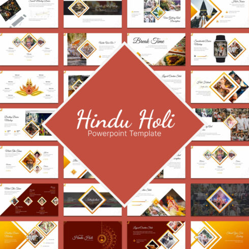 Hindu holi powerpoint template - main image preview.