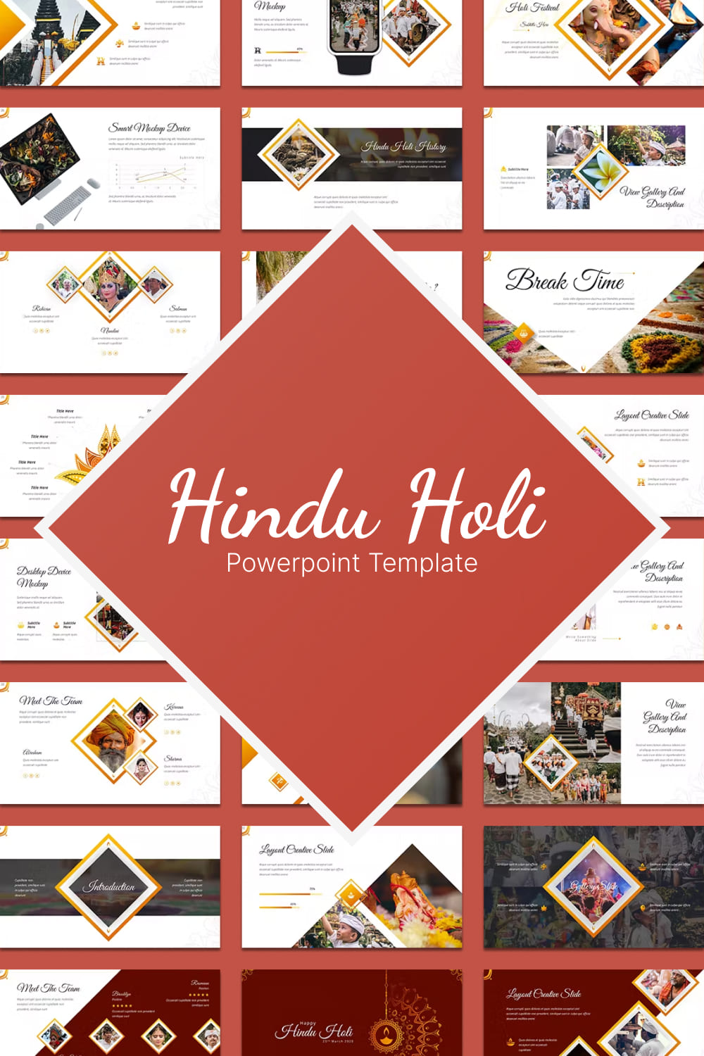 Hindu holi powerpoint template - pinterest image preview.