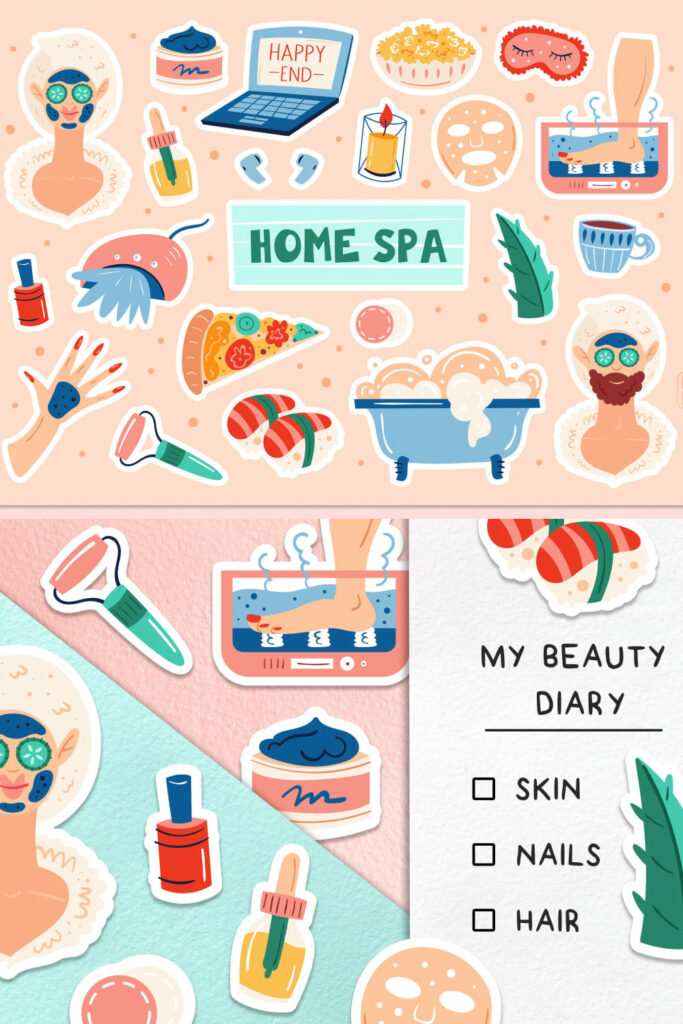 Home Spa Clipart. Digital Prints, Backgrounds. Stickers. – MasterBundles