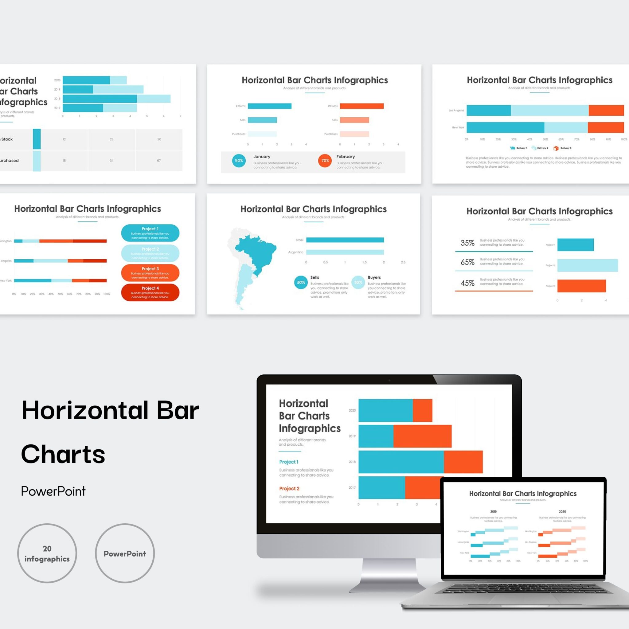 Horizontal Bar Charts PowerPoint MasterBundles