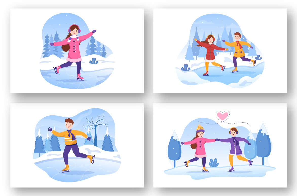 12 Ice Skating Design Illustration.