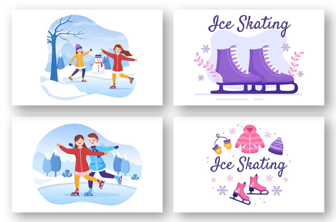 12 Ice Skating Design Illustration Examples.