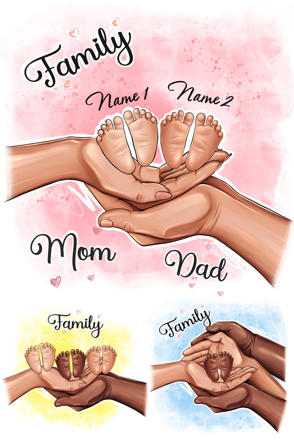 Family Clipart, Mom, Dad and Kids pinterest image.