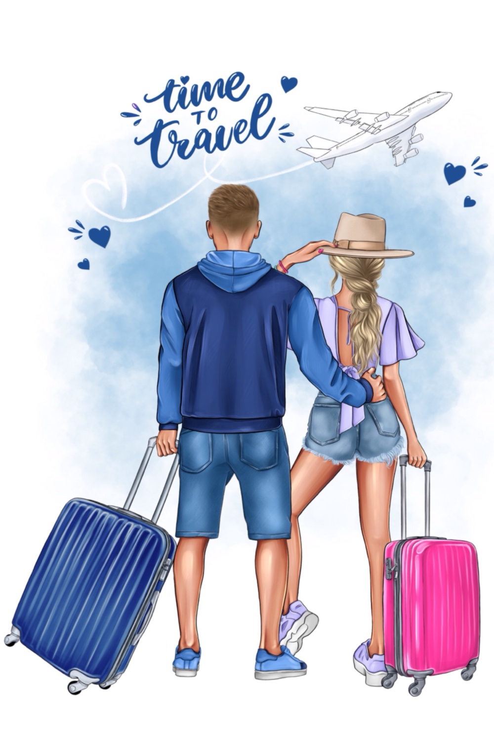 Travel Couple Clipart Pinterest Image.