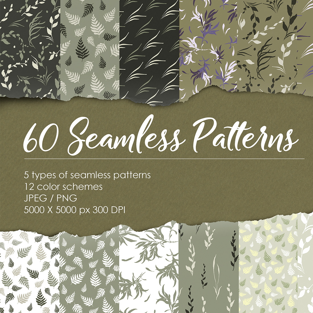 Herbal Seamless Pattern Collection PNG preview image.
