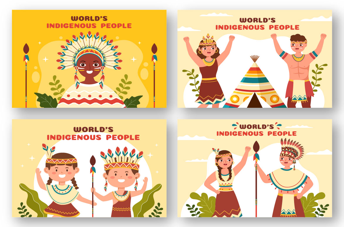 15 Worlds Indigenous Peoples Day Illustration.