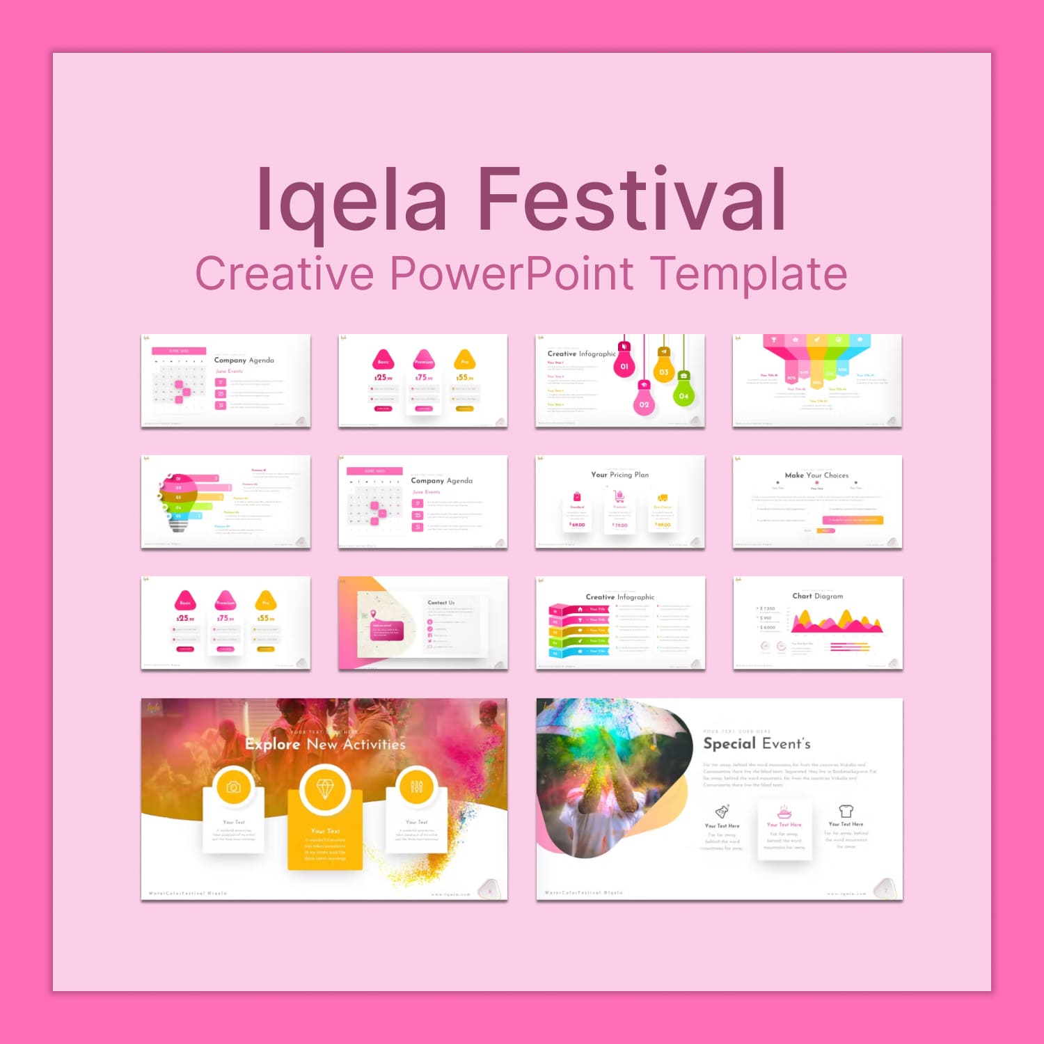 Iqela festival creative powerpoint template - main image preview.