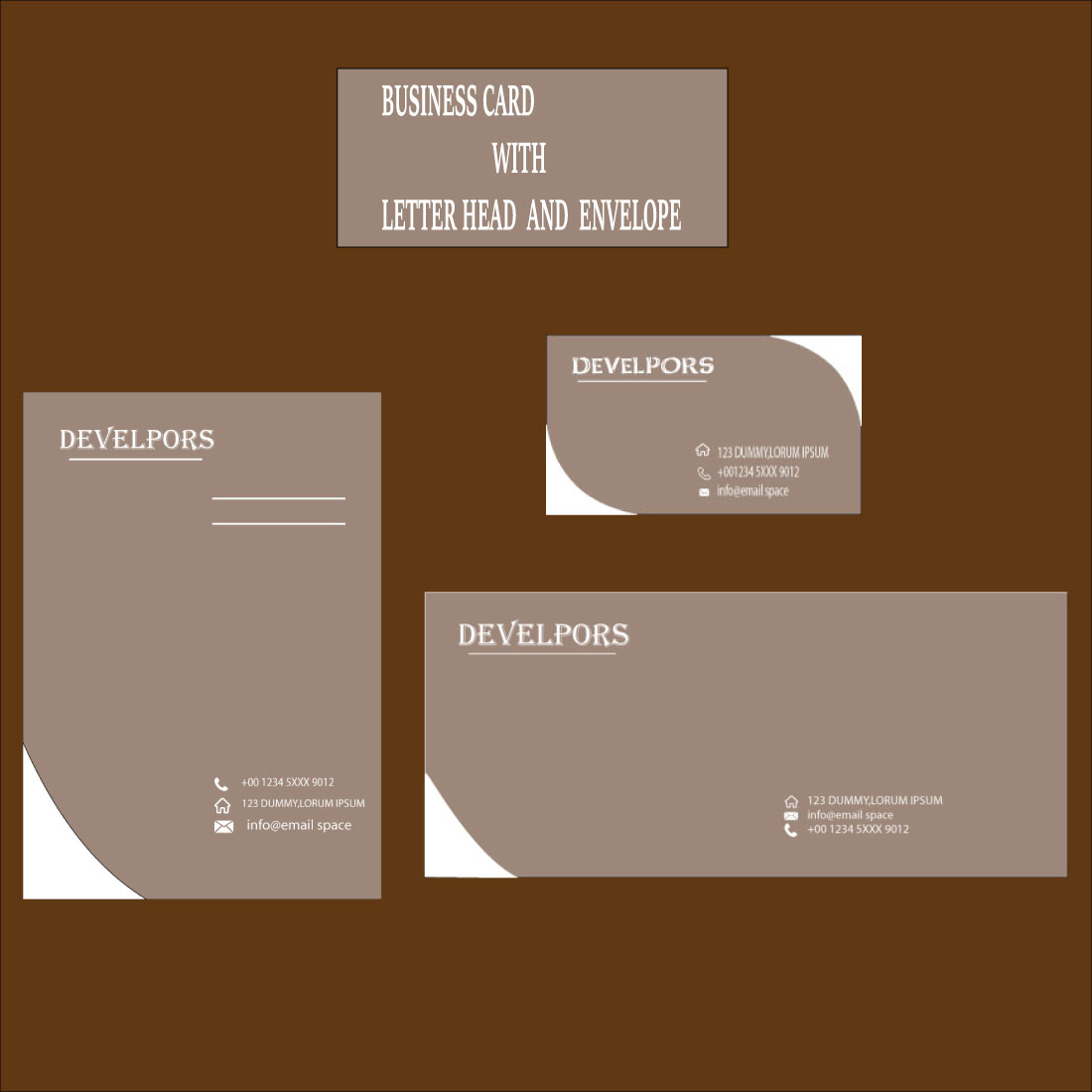 Business Card Design with Letter Head and Envelope cover image.