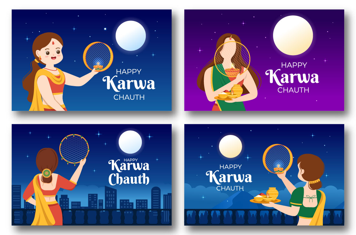 13 Karwa Chauth Festival Illustration.