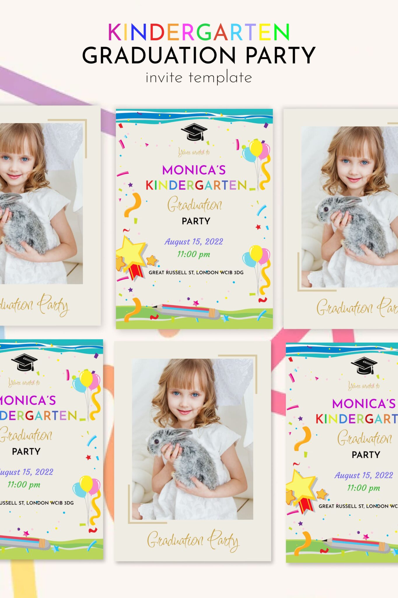 Kindergarten Graduation Party Invite Template Masterbundles