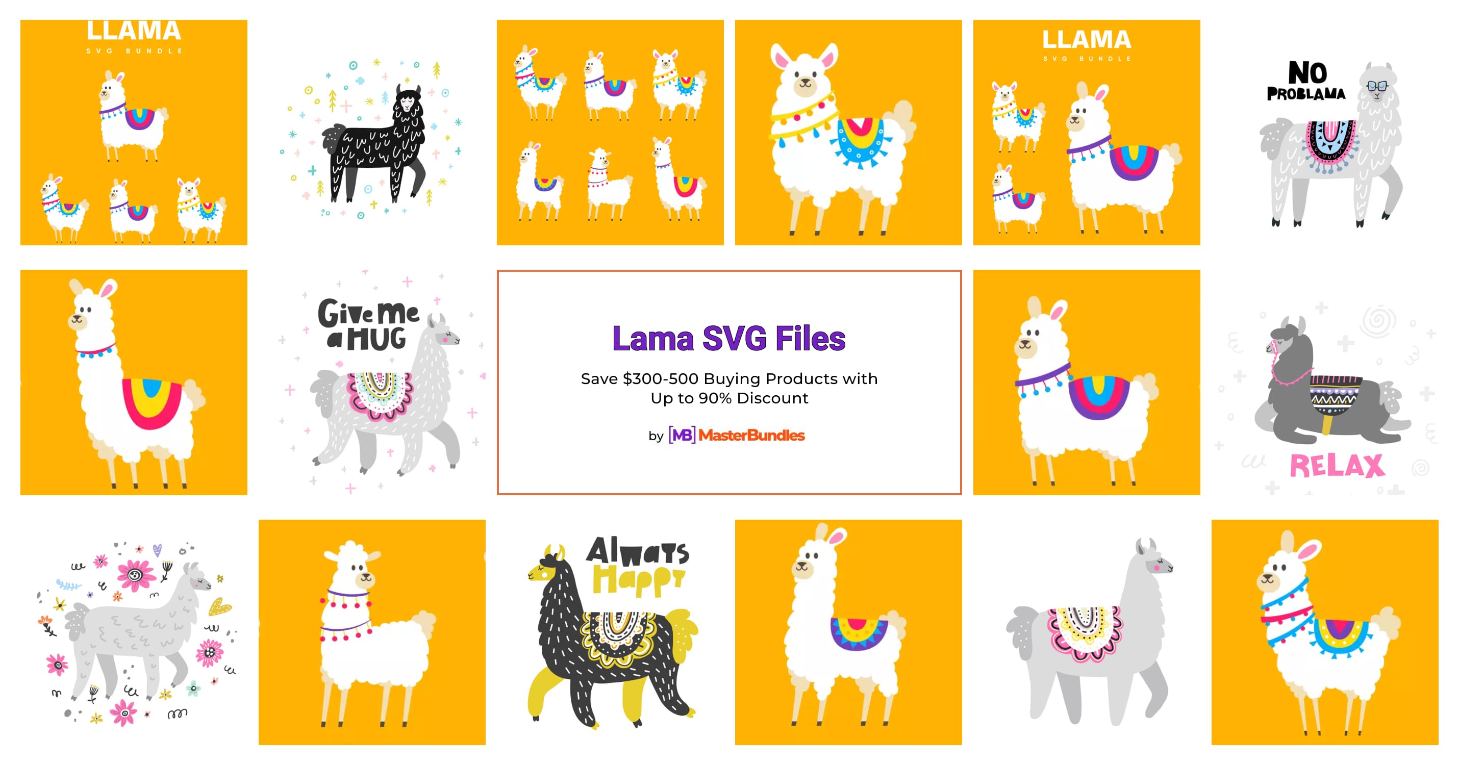 All Girl Llama SVG Cut File - Snap Click Supply Co.