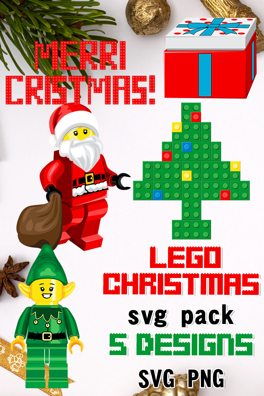 Lego christmas svg - pinterest image preview.
