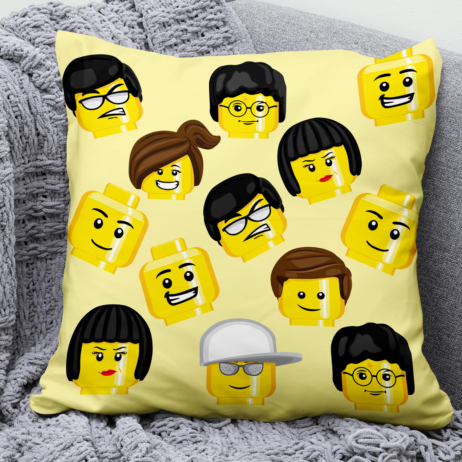 Lego head svg - pillow design.