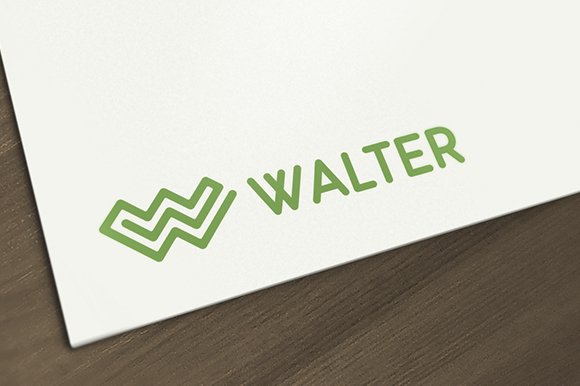Minimalistic green logo on a white paper.