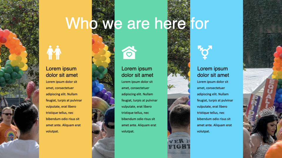 Multicolor slide for lgbt topics.