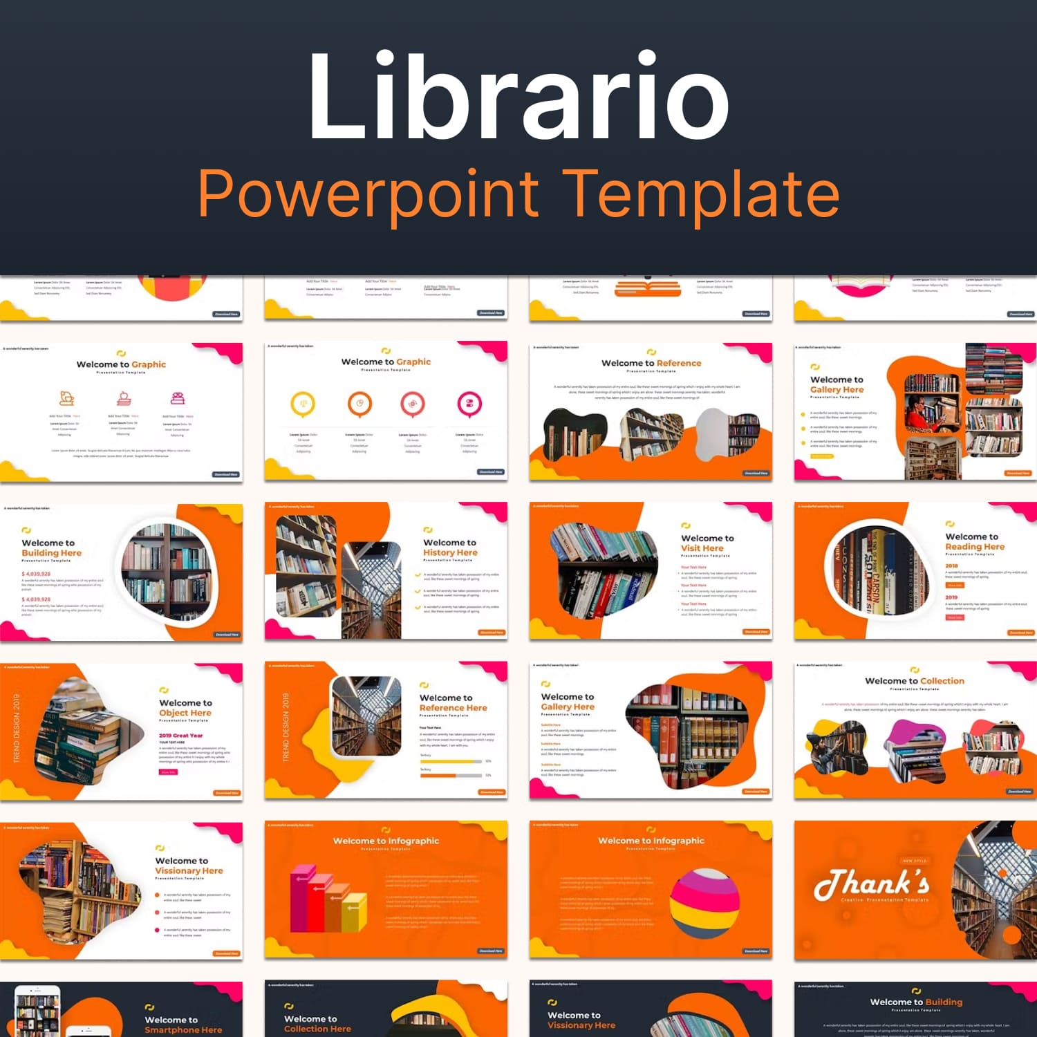 Librario powerpoint template - main image preview.