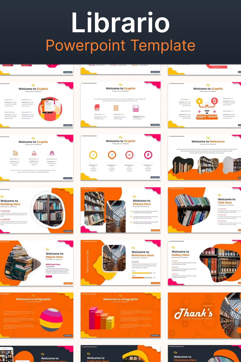 Librario powerpoint template - pinterest image preview.