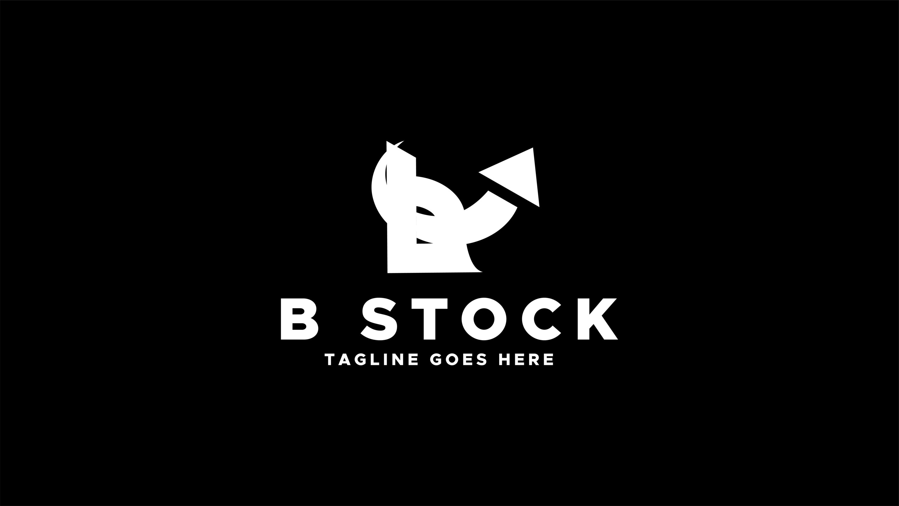 B Letter Logo - B Stock Professional Logo Design Only 10$, white letter with white arrow on black background logo.