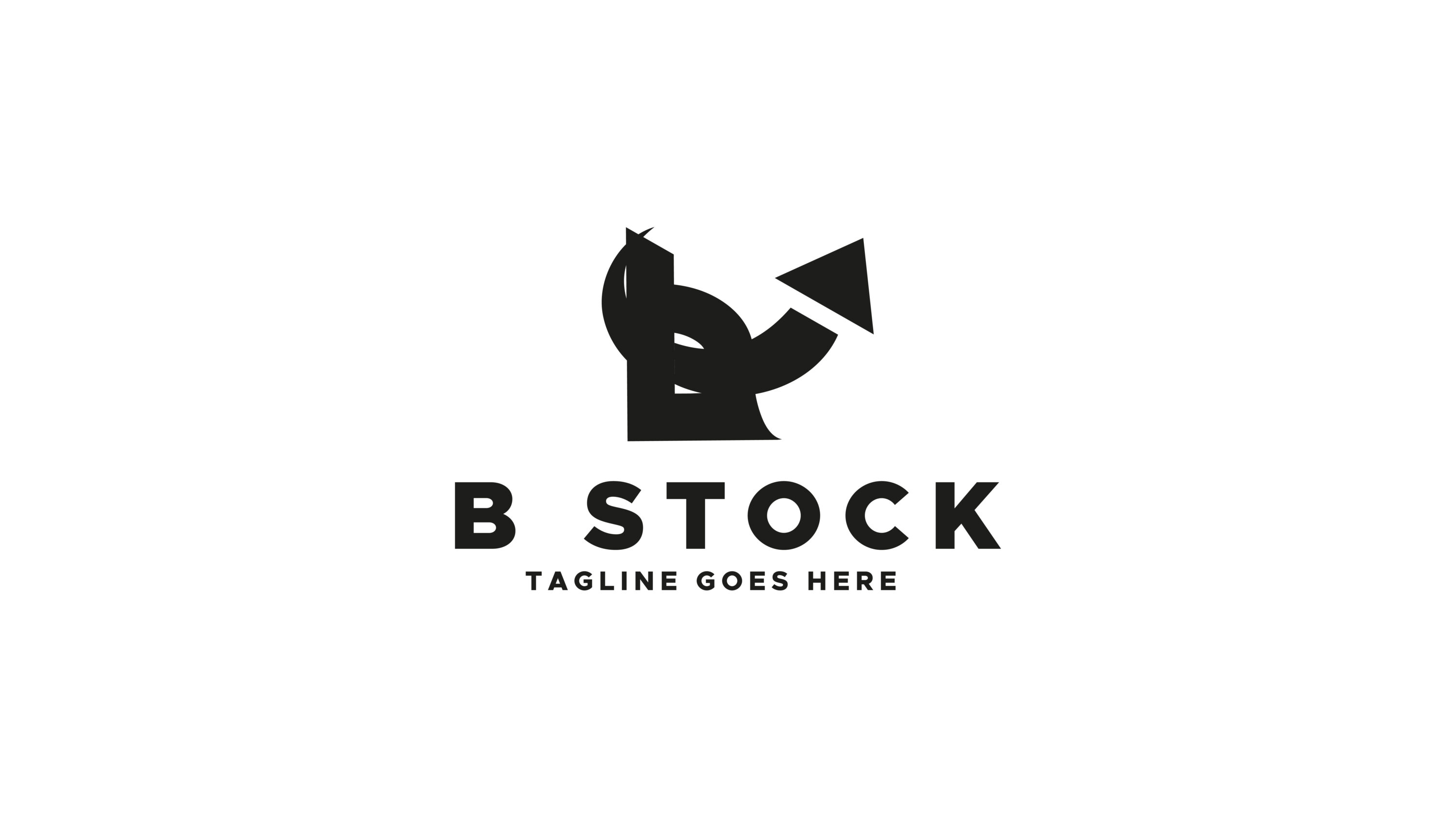 B Letter Logo - B Stock Professional Logo Design Only 10$, black letter with black arrow logo and text.