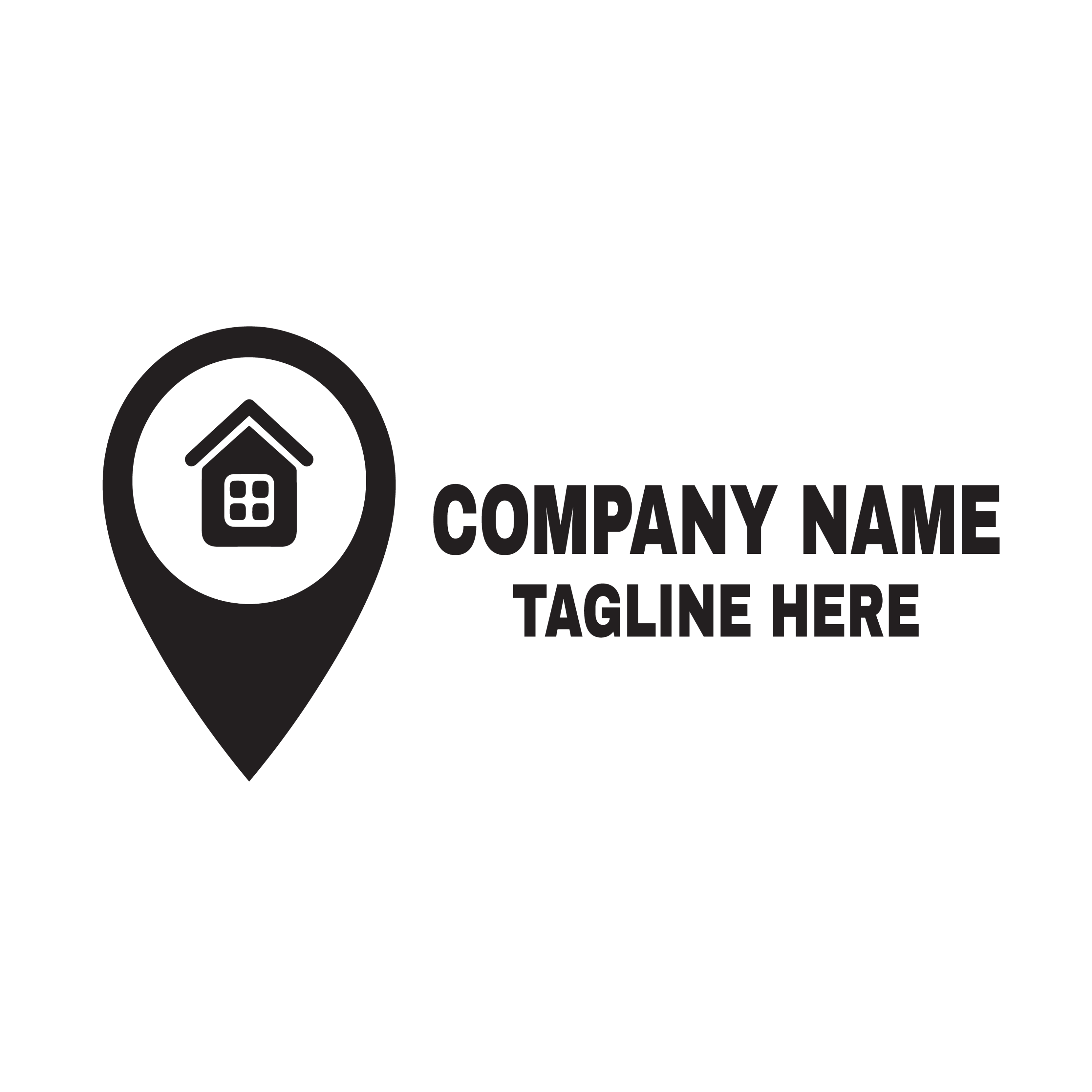 Cool Real Estate & Home Logo Template, black logo on white background.
