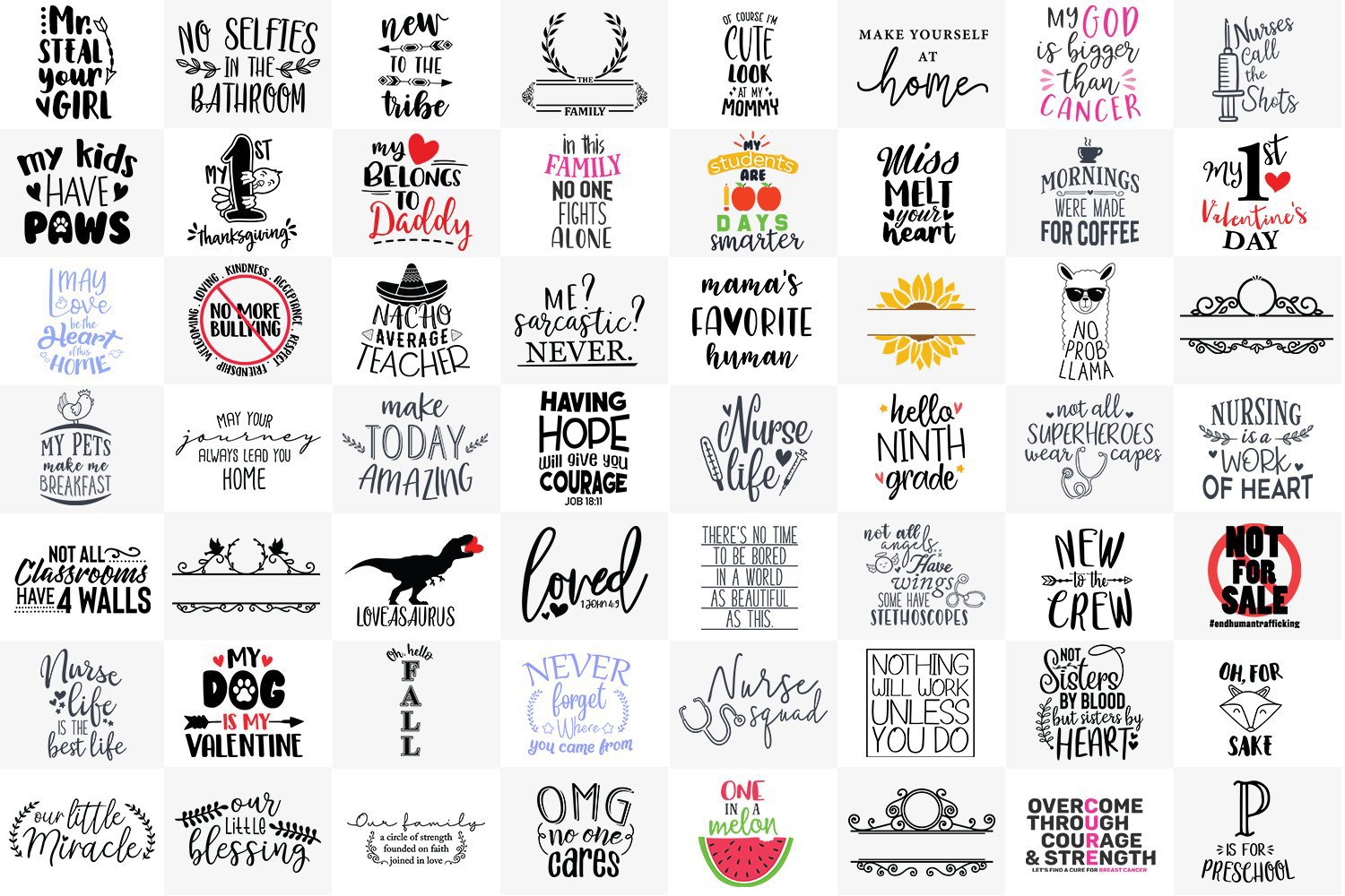 Various quotes in cool styles.