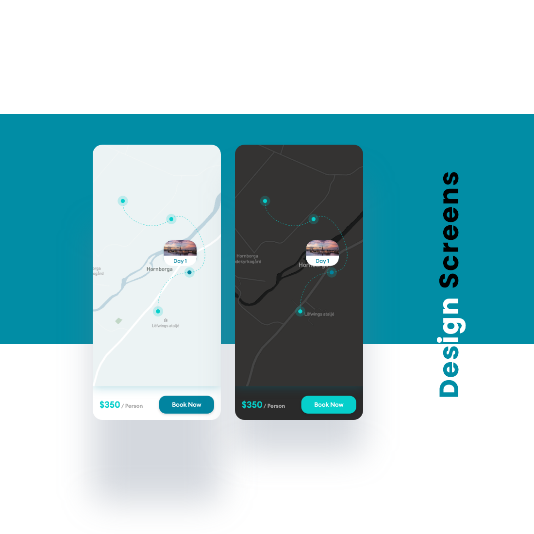 Travel Mobile App Design Map Example.