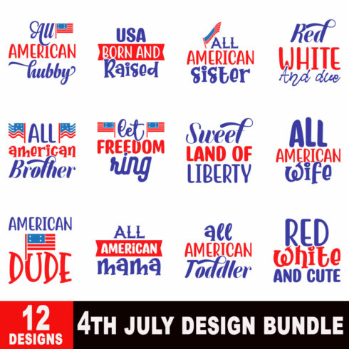 4th July Quotes Designs Bundle cover image.