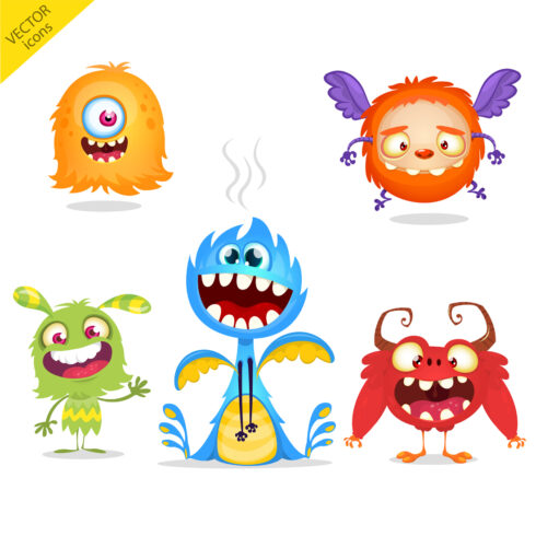Cartoon Funny Monsters Illustration cover image.