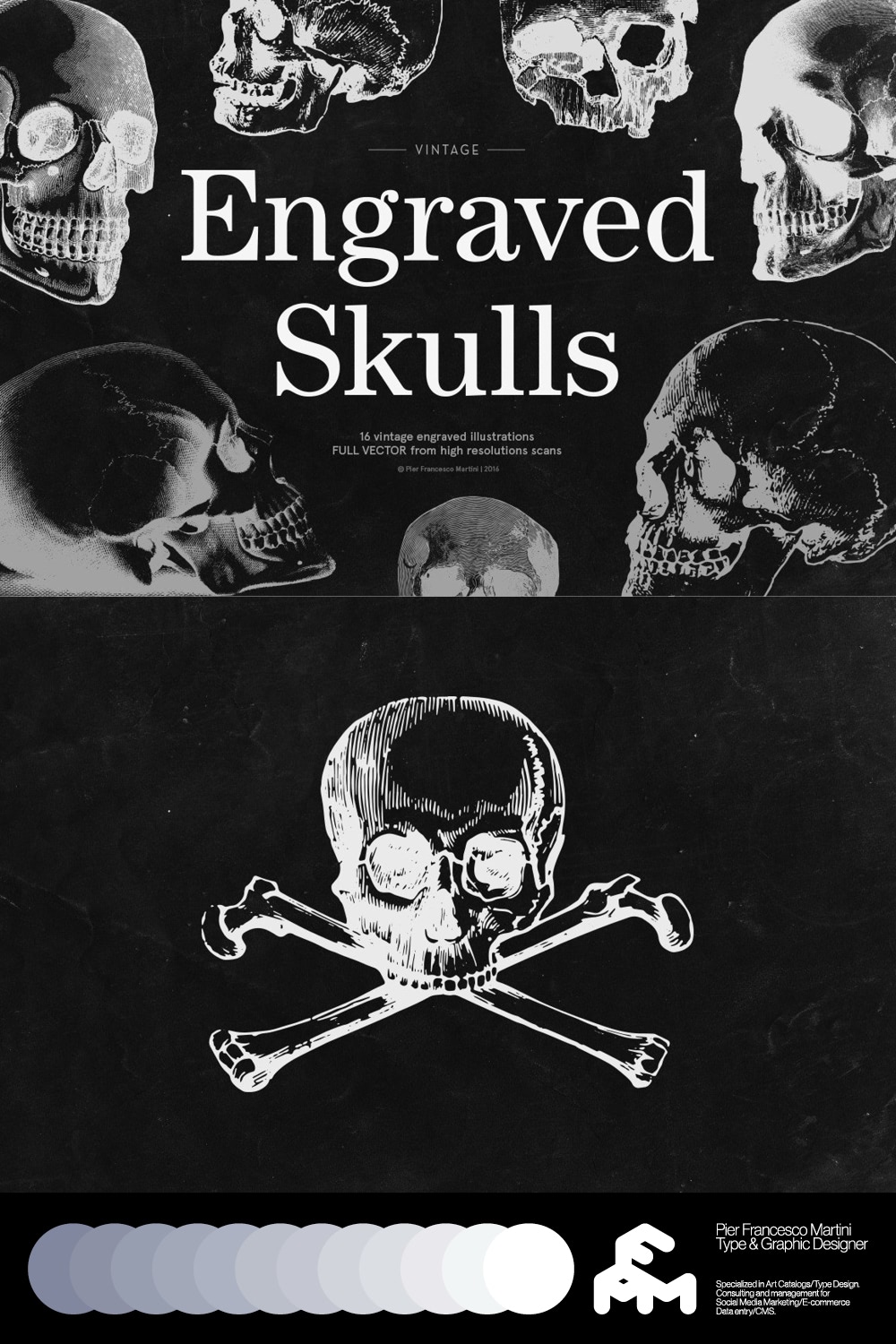 Engraved Skulls Illustrations pinterest image.