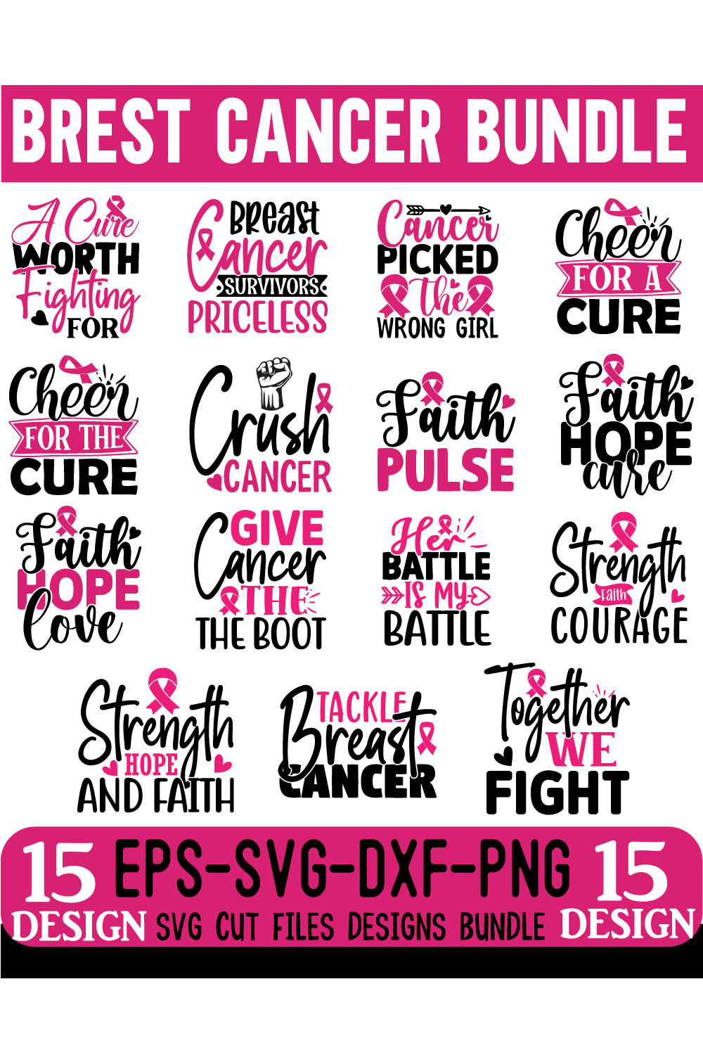 Breast Cancer SVG Design Bundle pinterest.