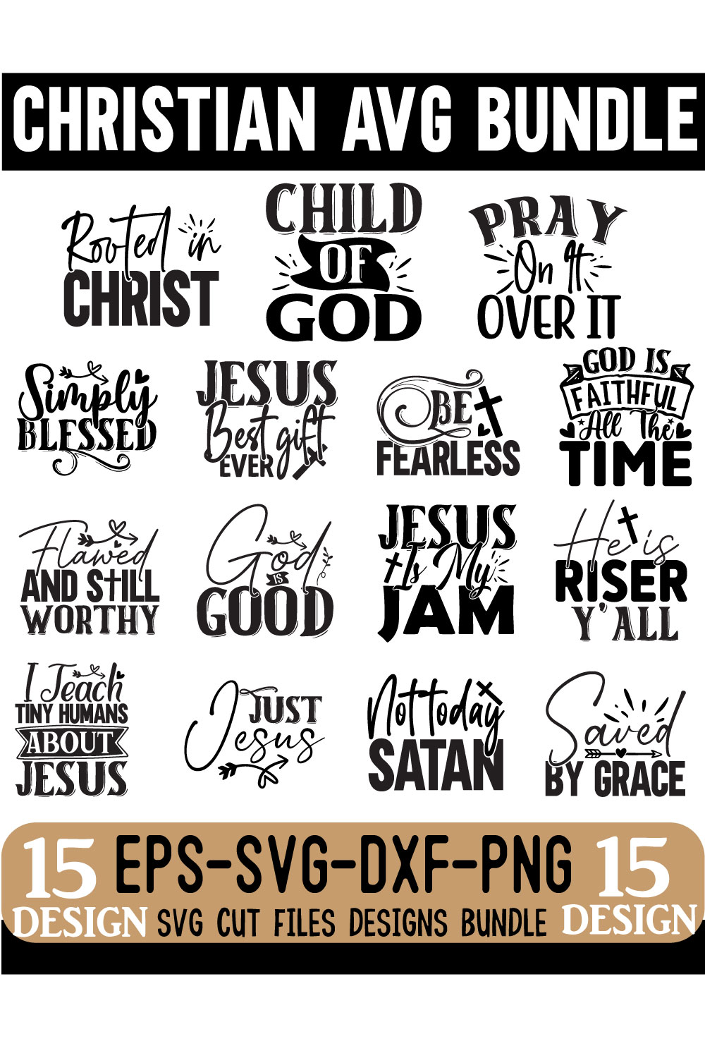 Christian SVG Design Bundle pinterest image.