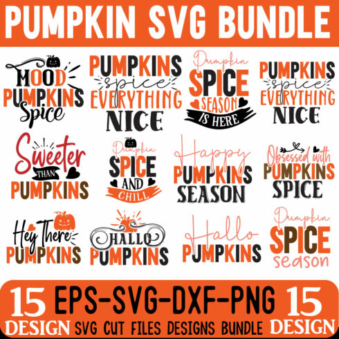 Pumpkin SVG Design Bundle cover image.