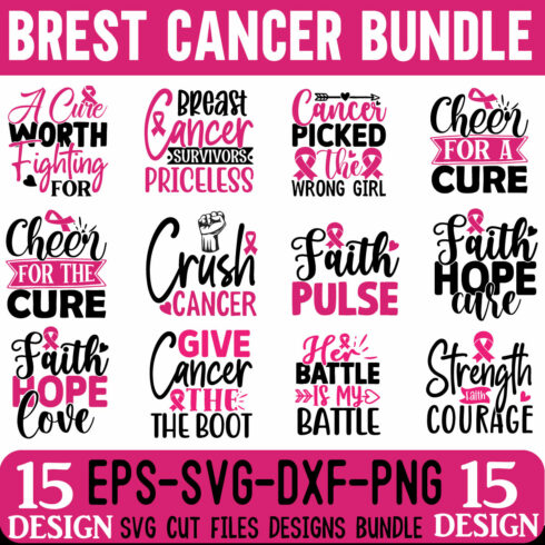 Breast Cancer SVG Design Bundle cover image.