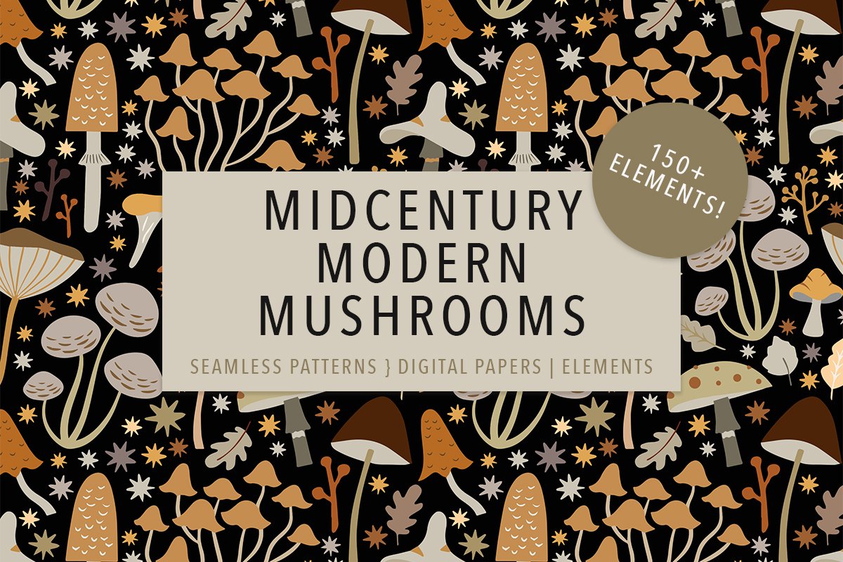 Cover image of Mid Century Modern Mushrooms.