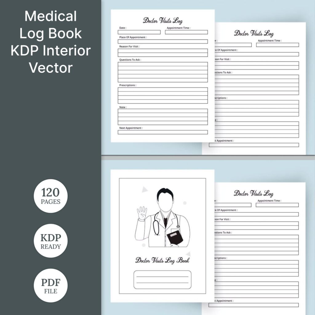 Medical Log Book KDP Interior Vector MasterBundles