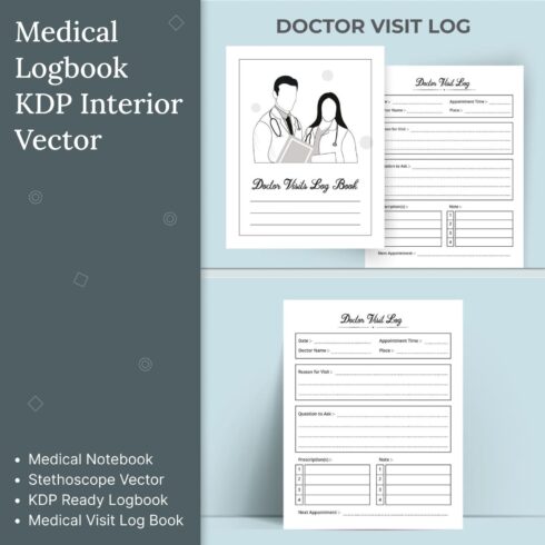 Medical logbook KDP interior vector - main image preview.