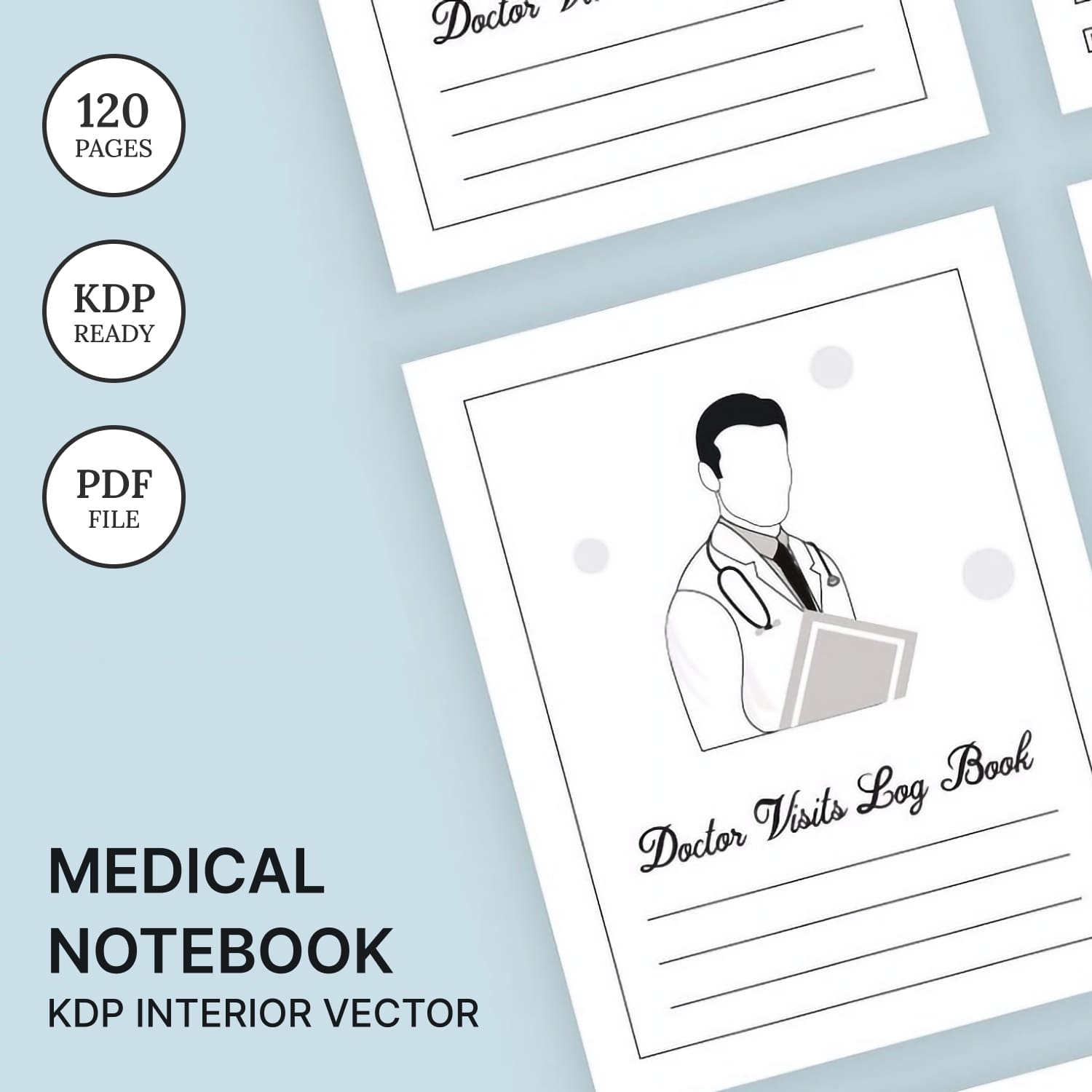 Medical notebook KDP interior vector - main image preview.