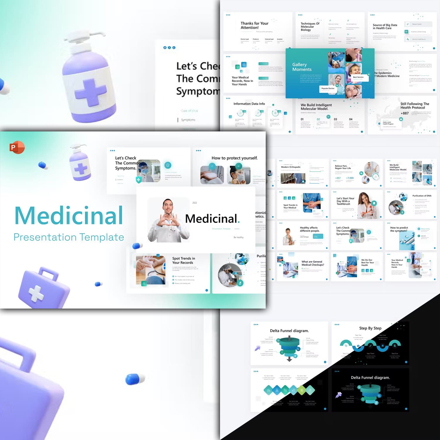 Medicinal 3d illustration powerpoint template from BrandEarth.