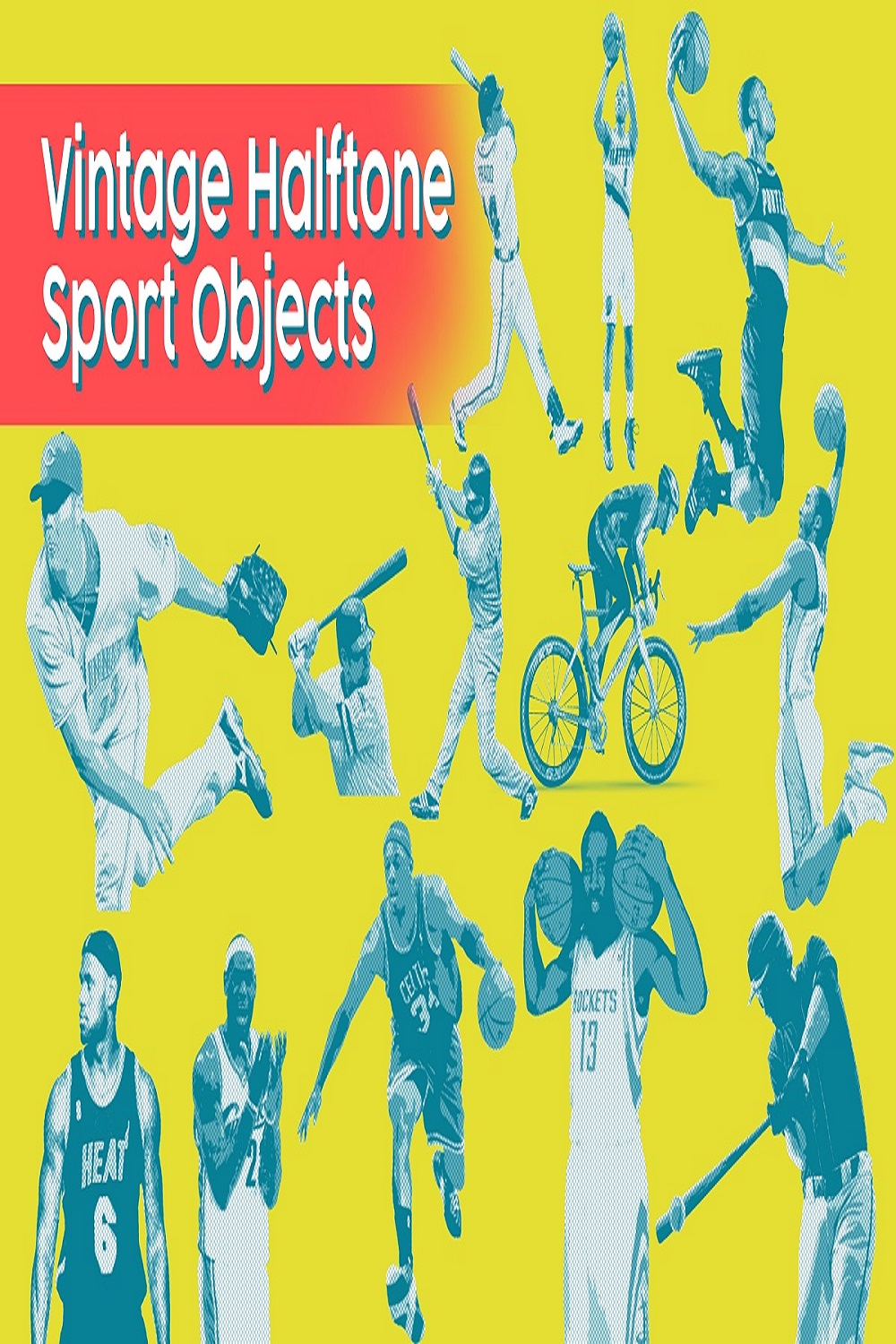 Vintage Sports Halftone Effects pinterest image.