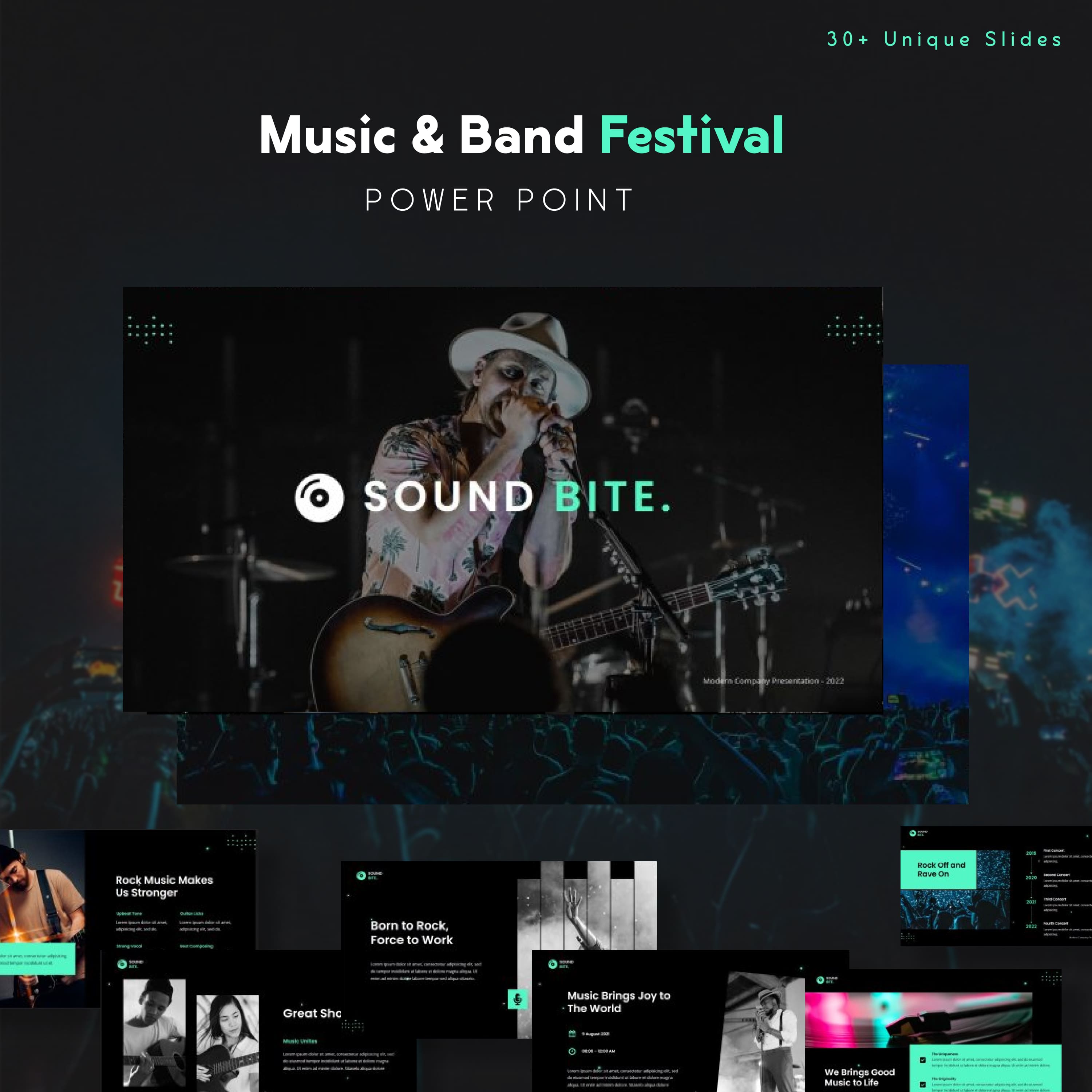 Music & Band Festival PowerPoint cover.