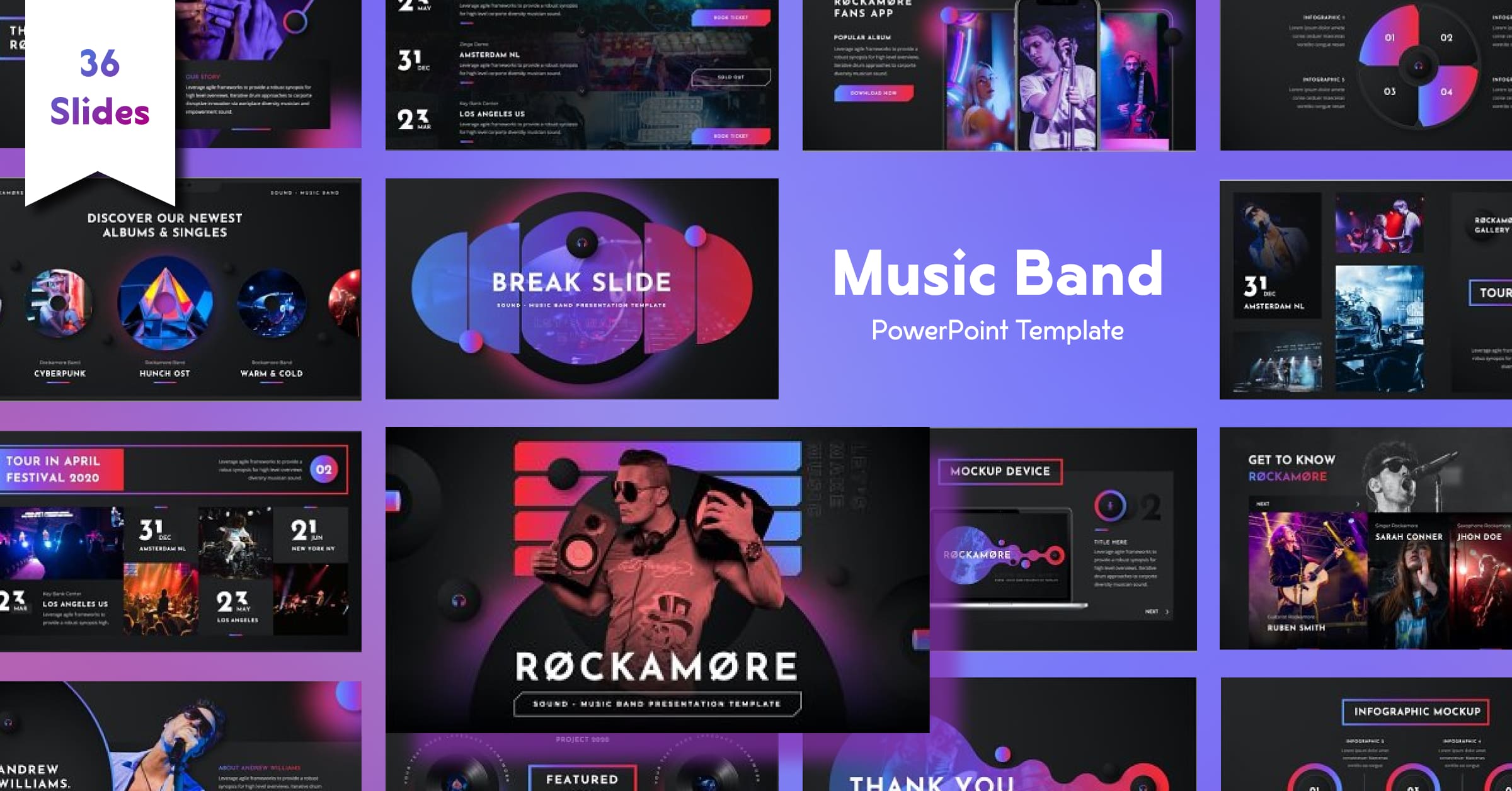 Music Band PowerPoint Template: 36 Slides – MasterBundles